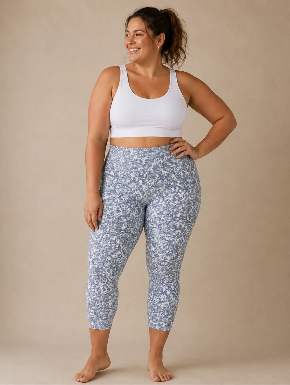 Athleta Elation Textured 7/8 Tights Leggings 1X Blue Grey Camo Yoga Athleisure